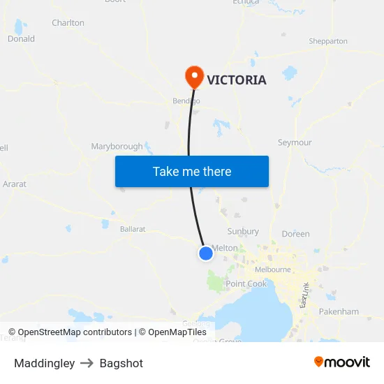 Maddingley to Bagshot map