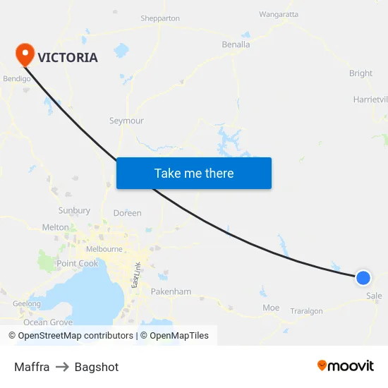 Maffra to Bagshot map