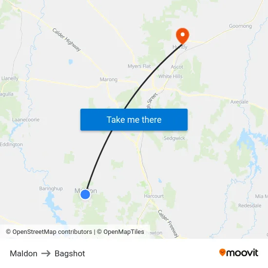 Maldon to Bagshot map