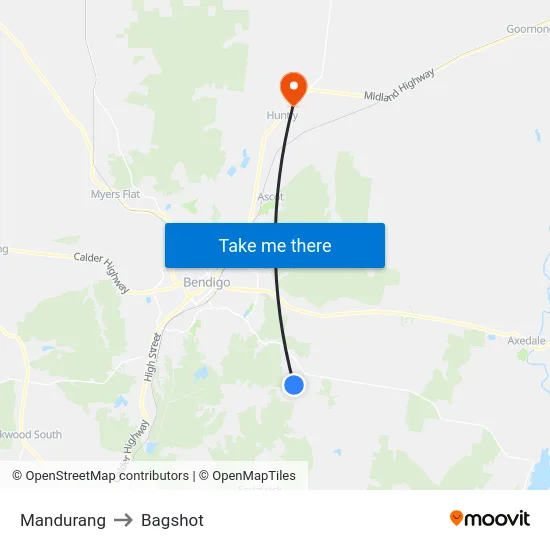 Mandurang to Bagshot map