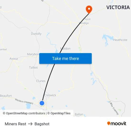 Miners Rest to Bagshot map