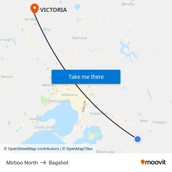 Mirboo North to Bagshot map