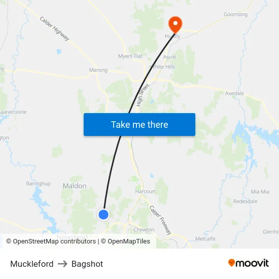 Muckleford to Bagshot map