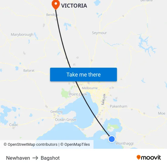 Newhaven to Bagshot map