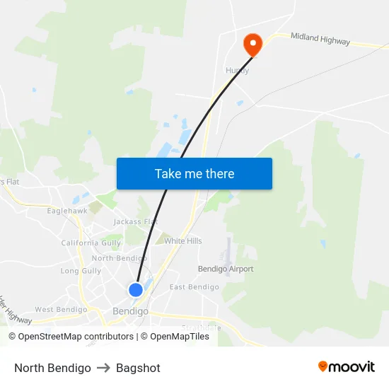 North Bendigo to Bagshot map