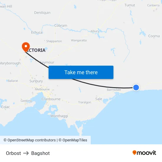 Orbost to Bagshot map
