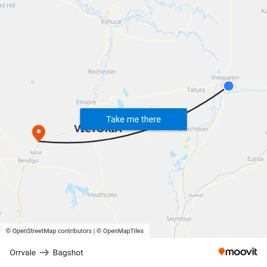 Orrvale to Bagshot map