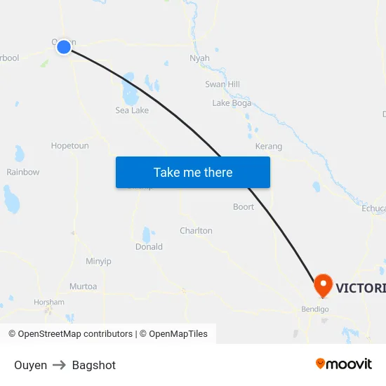 Ouyen to Bagshot map