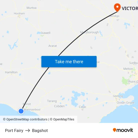 Port Fairy to Bagshot map