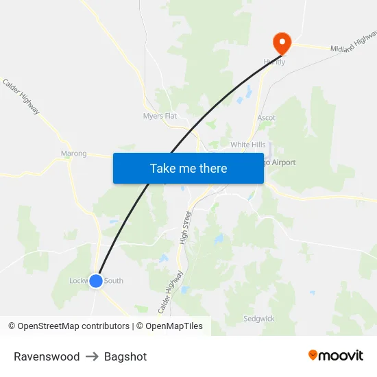 Ravenswood to Bagshot map