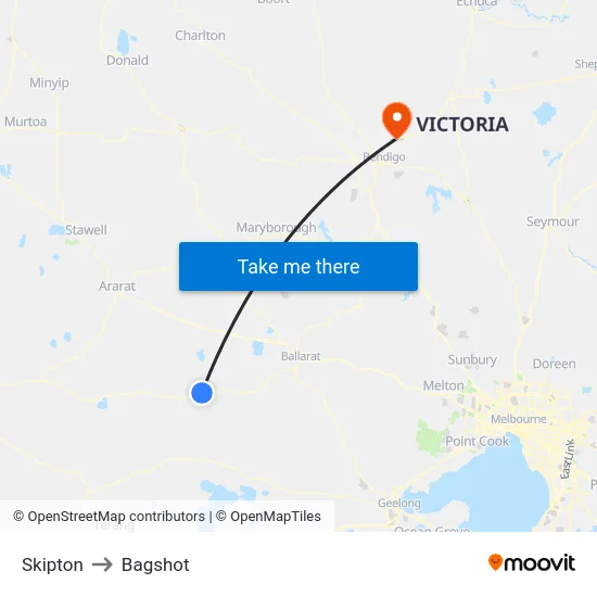 Skipton to Bagshot map
