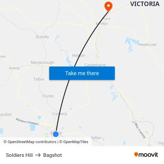 Soldiers Hill to Bagshot map