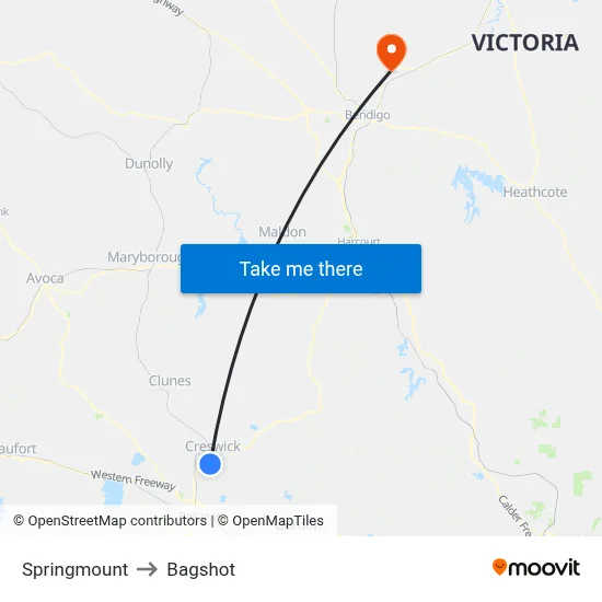 Springmount to Bagshot map