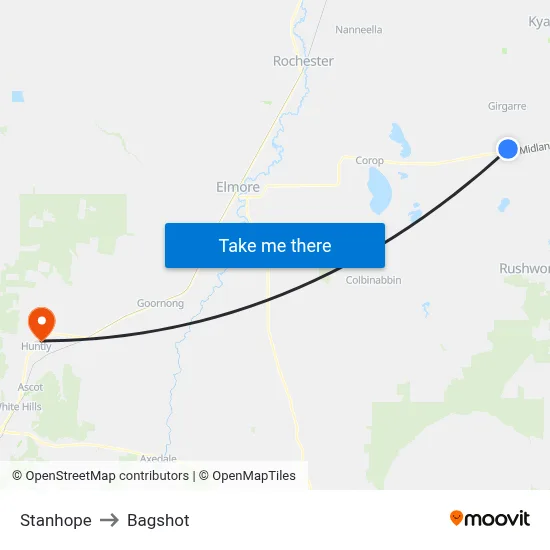 Stanhope to Bagshot map