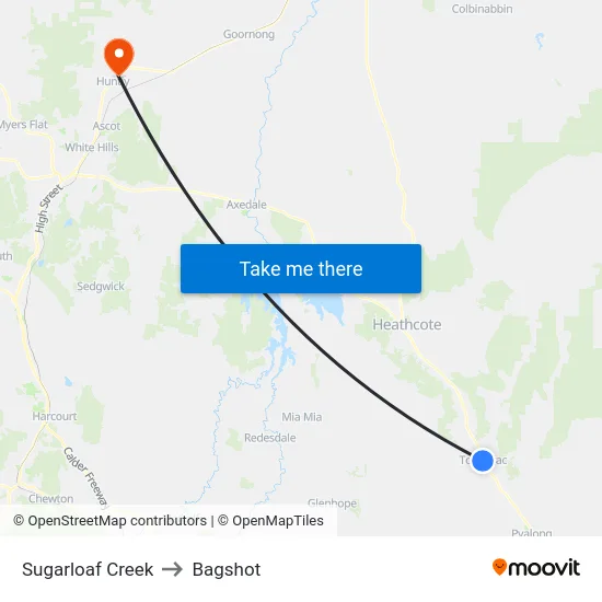 Sugarloaf Creek to Bagshot map
