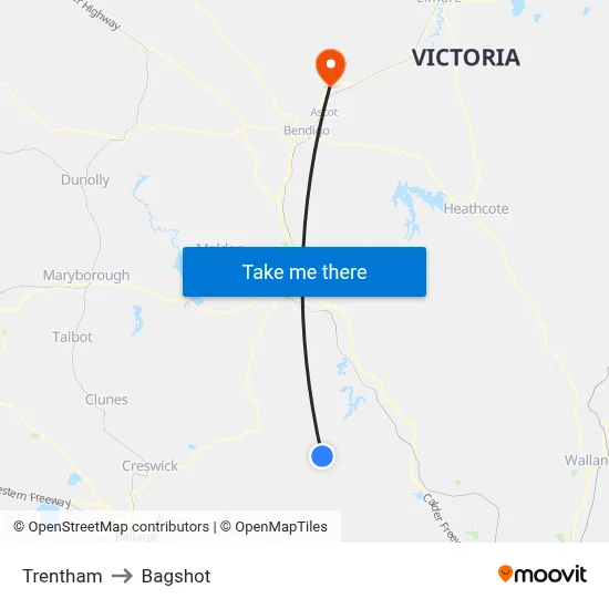 Trentham to Bagshot map