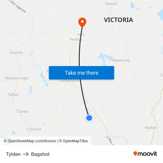Tylden to Bagshot map