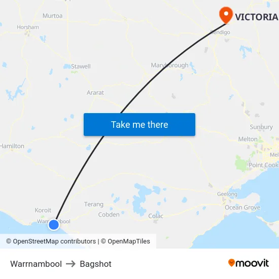 Warrnambool to Bagshot map