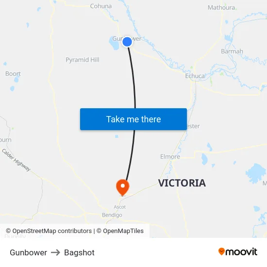 Gunbower to Bagshot map