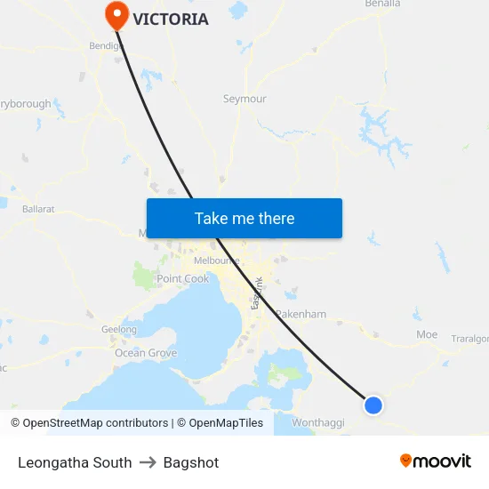 Leongatha South to Bagshot map