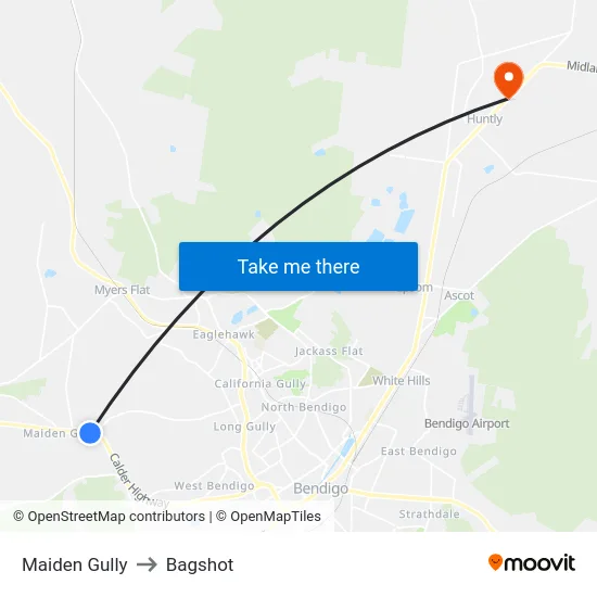 Maiden Gully to Bagshot map