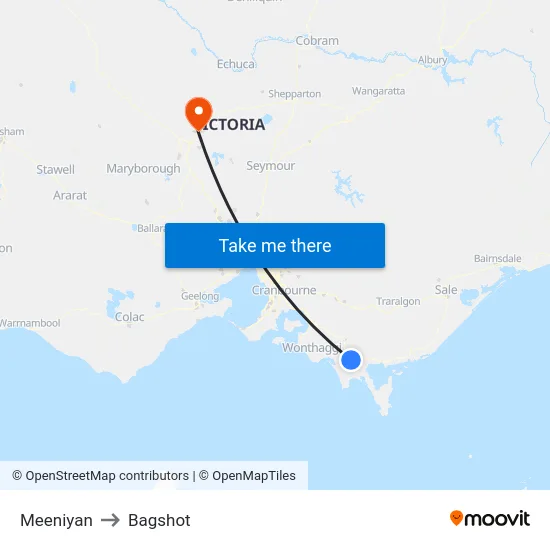 Meeniyan to Bagshot map