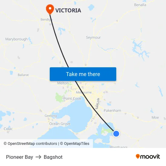 Pioneer Bay to Bagshot map