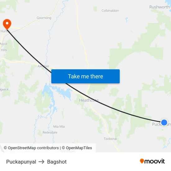 Puckapunyal to Bagshot map