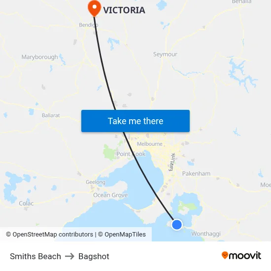 Smiths Beach to Bagshot map