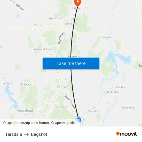 Taradale to Bagshot map