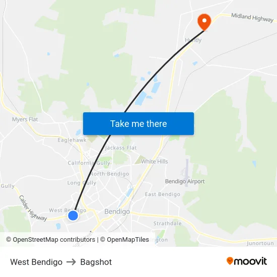 West Bendigo to Bagshot map