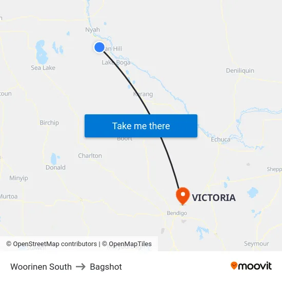 Woorinen South to Bagshot map