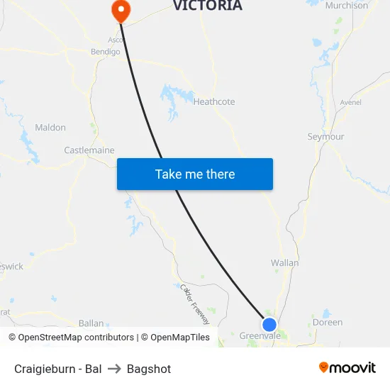 Craigieburn - Bal to Bagshot map