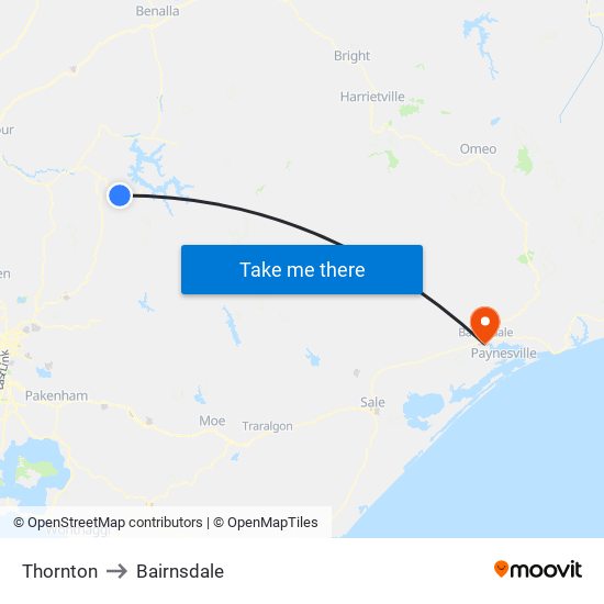 Thornton to Bairnsdale map