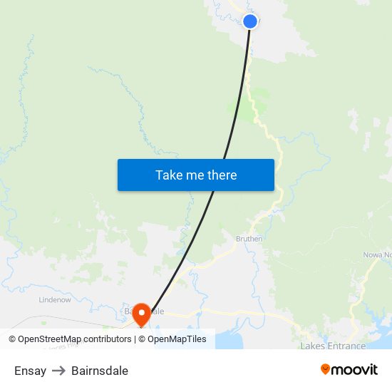 Ensay to Bairnsdale map