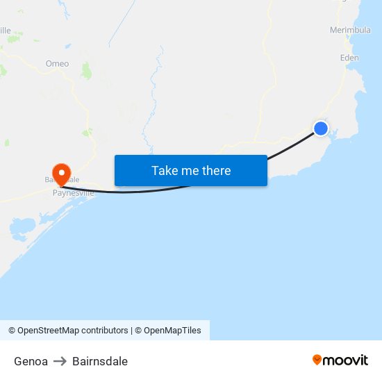 Genoa to Bairnsdale map