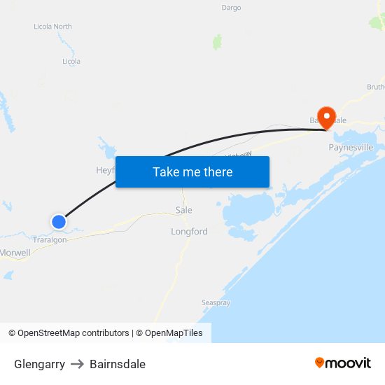 Glengarry to Bairnsdale map