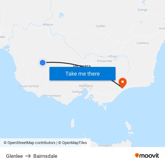 Glenlee to Bairnsdale map