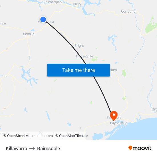 Killawarra to Bairnsdale map