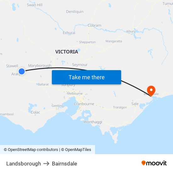 Landsborough to Bairnsdale map