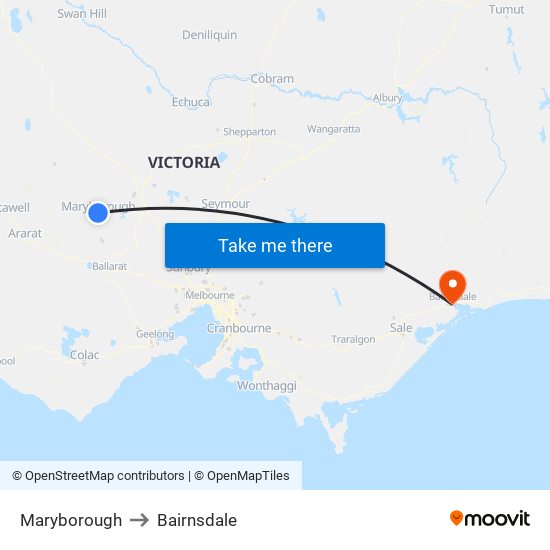 Maryborough to Bairnsdale map