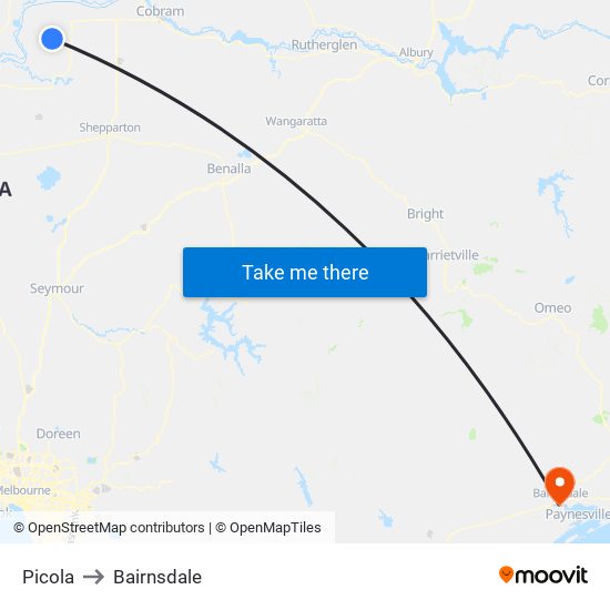 Picola to Bairnsdale map