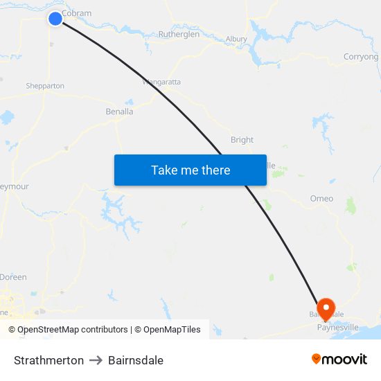 Strathmerton to Bairnsdale map