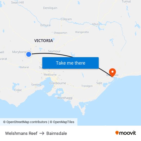 Welshmans Reef to Bairnsdale map