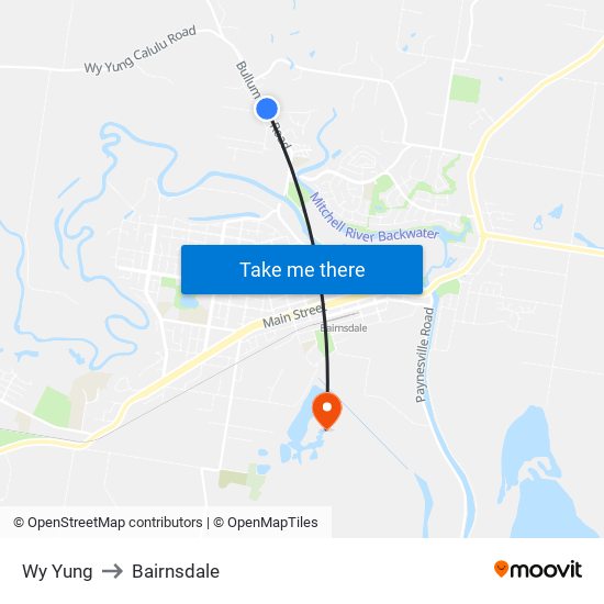 Wy Yung to Bairnsdale map