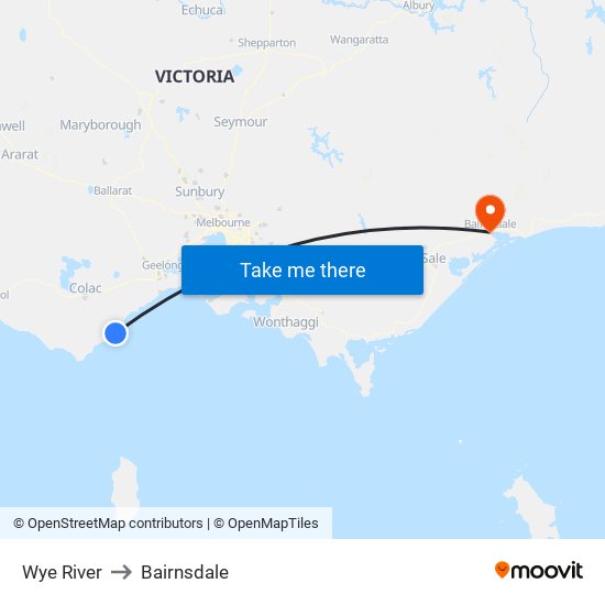 Wye River to Bairnsdale map
