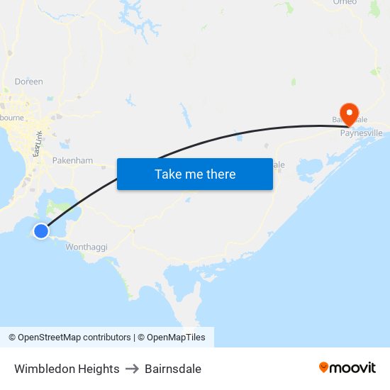 Wimbledon Heights to Bairnsdale map