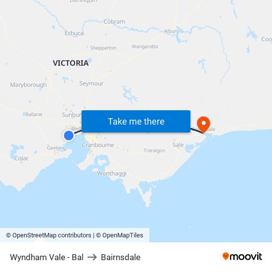 Wyndham Vale - Bal to Bairnsdale map