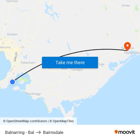 Balnarring - Bal to Bairnsdale map