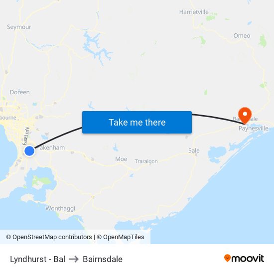 Lyndhurst - Bal to Bairnsdale map